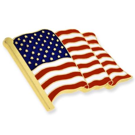     American Flag Cufflinks and Pin Set - Gold