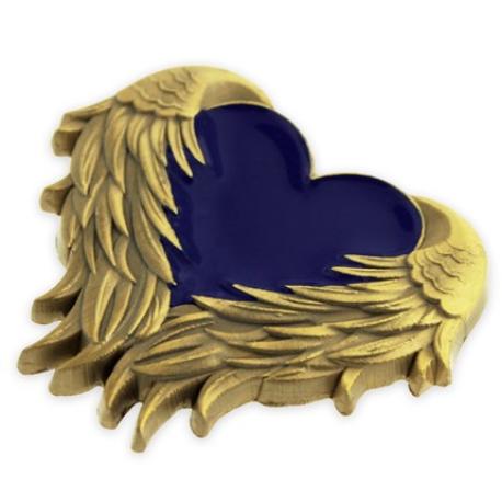     Blue Heart With Wings Pin