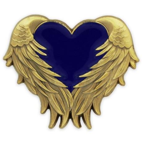     Blue Heart With Wings Pin