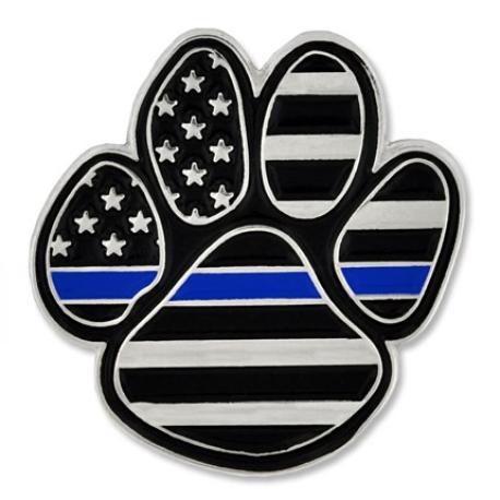     Thin Blue Line Pawprint Pin