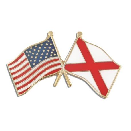     Alabama and USA Crossed Flag Pin