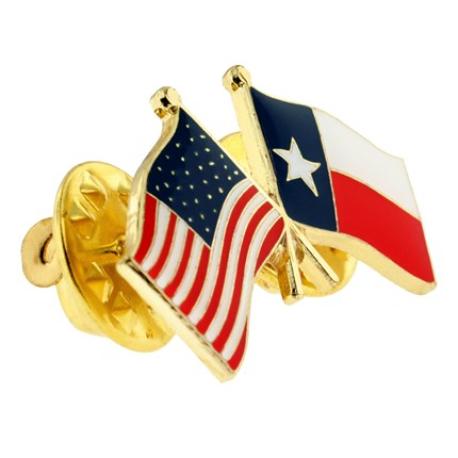     Texas and USA Crossed Flag Pin