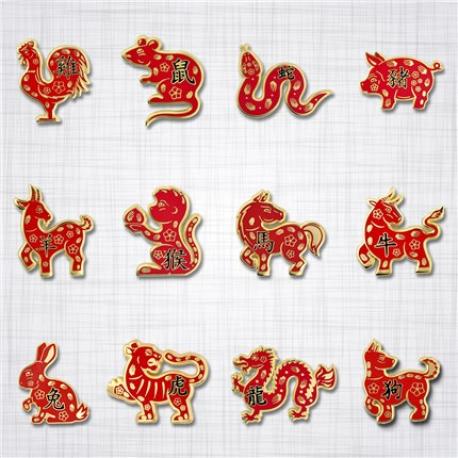     Chinese Zodiac 12-Pin Set