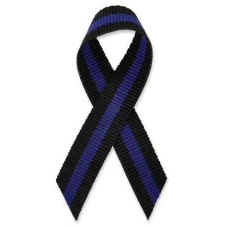     Black with Blue Stripe Cloth Ribbon Pin Pack of 25