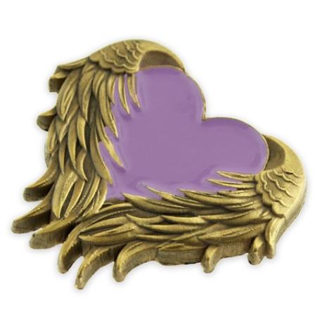     Lavender Heart With Wings Pin