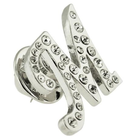     Rhinestone Letter M Pin