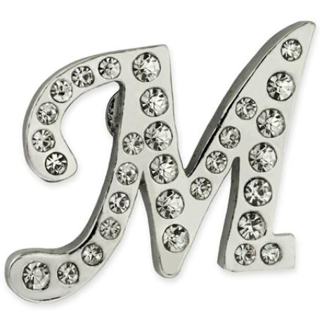     Rhinestone Letter M Pin