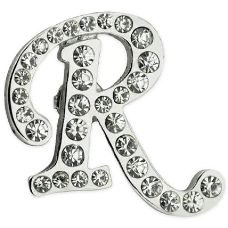     Rhinestone Letter R Pin