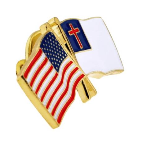     USA and Christian Flag Pin