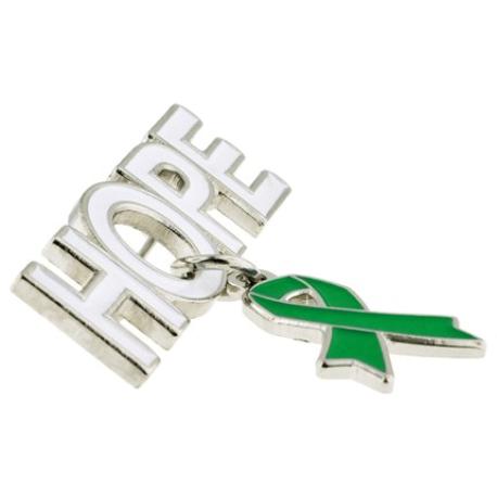     Hope Pin with Green Ribbon Charm