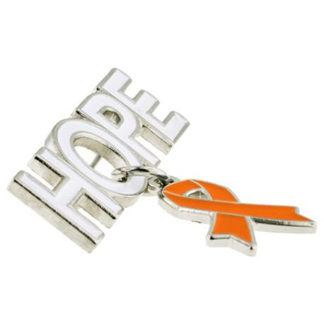     Hope Pin with Orange Ribbon Charm