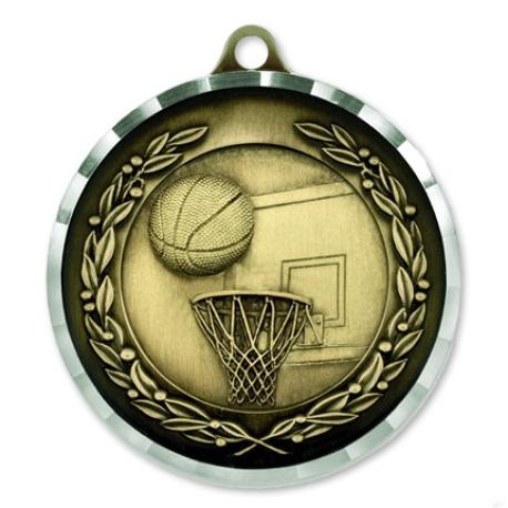     2” Diamond Cut Basketball Medal - Engravable