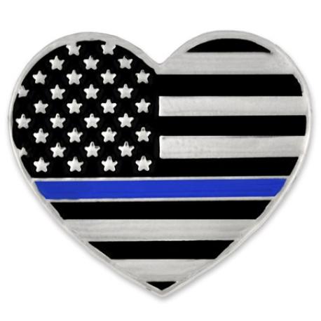     Thin Blue Line Heart Pin