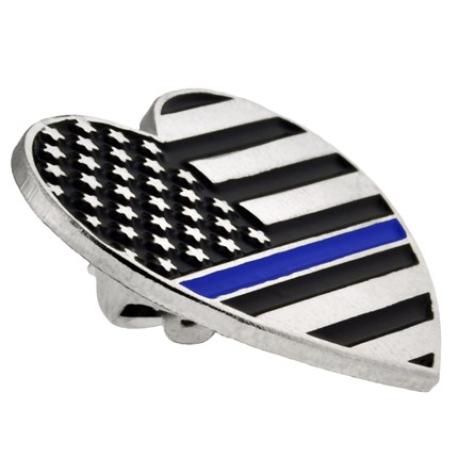     Thin Blue Line Heart Pin