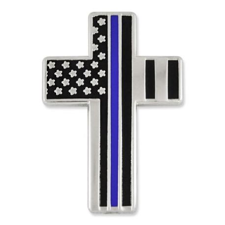     Thin Blue Line Cross Pin