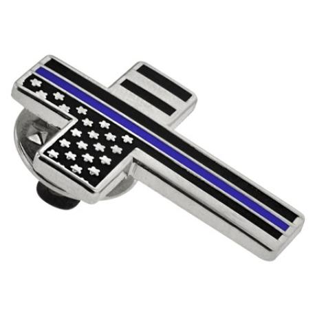     Thin Blue Line Cross Pin