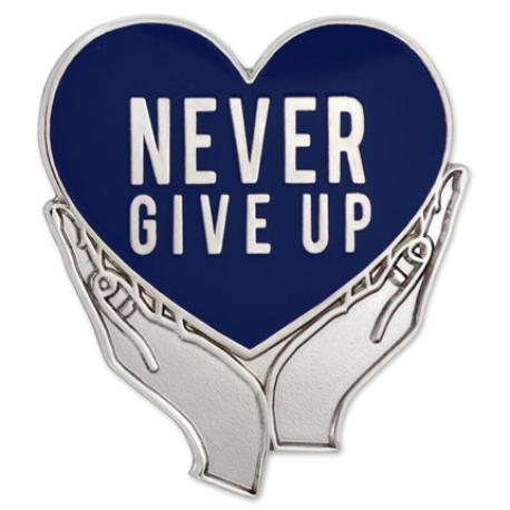     Never Give Up Pin - Blue