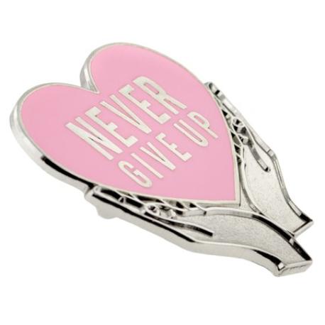     Never Give Up Pin - Pink