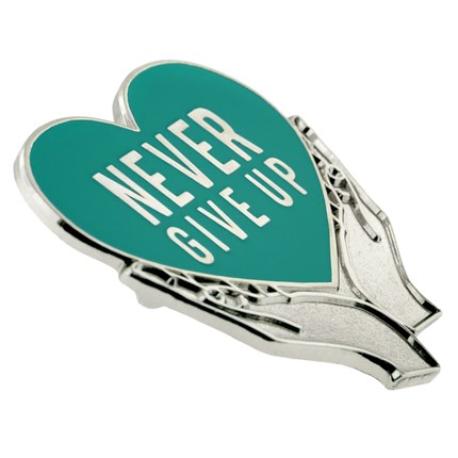     Never Give Up Pin - Teal