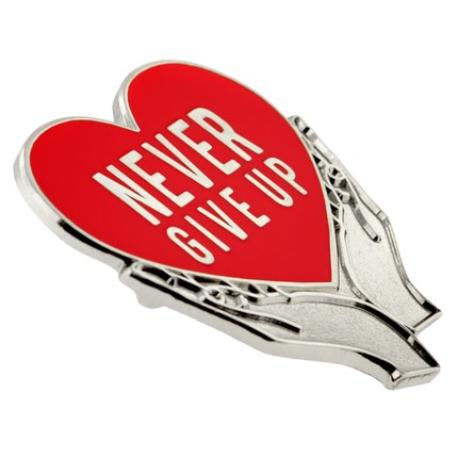     Never Give Up Pin - Red