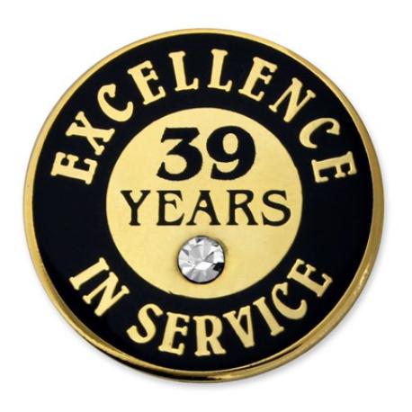     Excellence In Service Pin - 39 Years