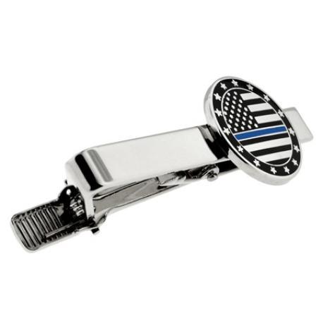     Blue Line Tie Clip on card Engravable