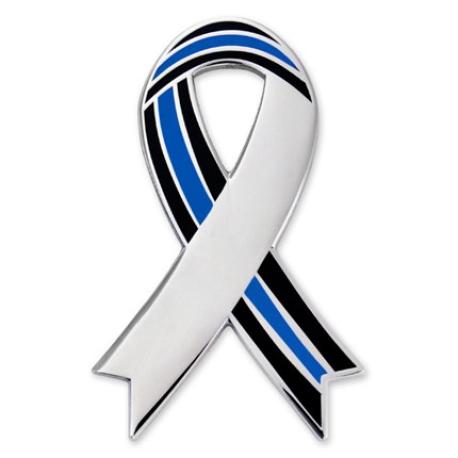     Engravable Thin Blue Line Ribbon Lapel Pin