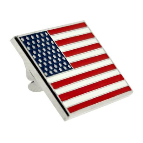     Rectangle American Flag Silver Pin - Made in the U.S.A.