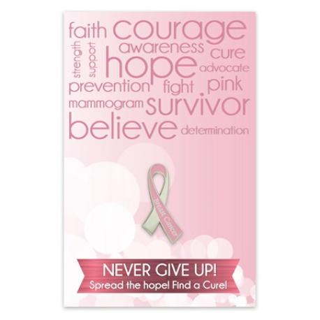     Breast Cancer Awareness Pin on Card