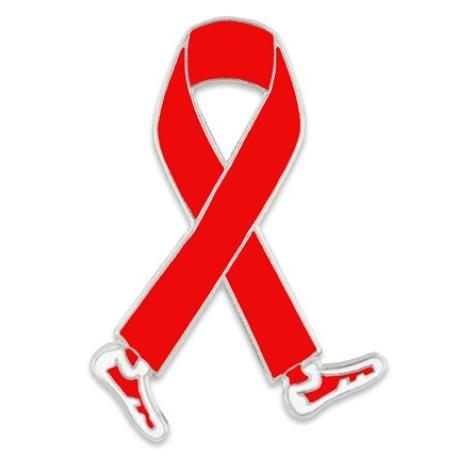     Walking Red Ribbon Pin