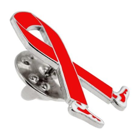     Walking Red Ribbon Pin