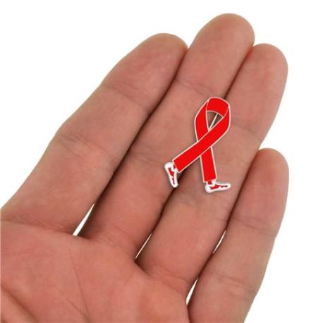     Walking Red Ribbon Pin