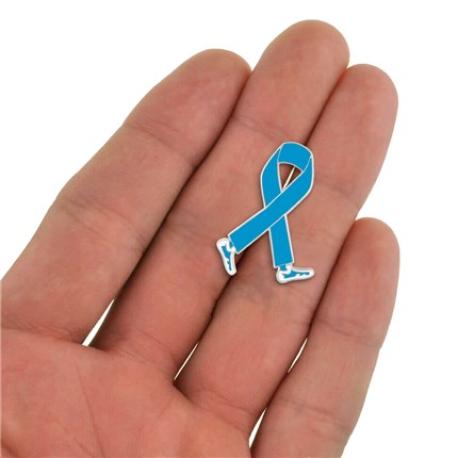     Walking Light Blue Ribbon Pin