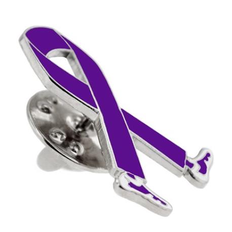     Walking Purple Ribbon Pin