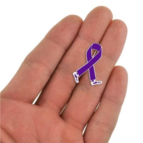     Walking Purple Ribbon Pin