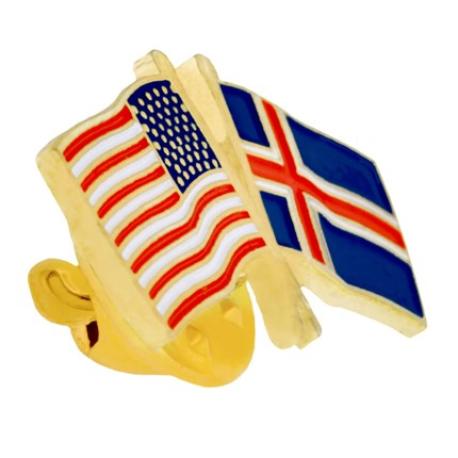     USA and Iceland Flag Pin