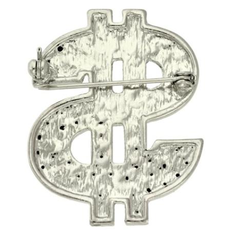     Rhinestone Dollar Sign ($) Pin