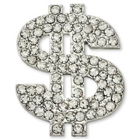     Rhinestone Dollar Sign ($) Pin