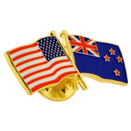     USA and New Zealand Flag Pin