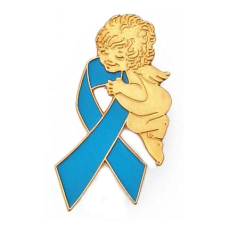     Light Blue Ribbon Angel Pin