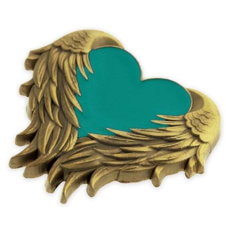     Teal Heart With Wings Pin