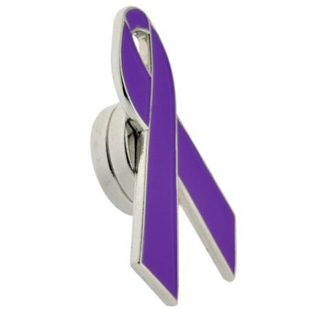     Purple Ribbon Pin Magnetic Back