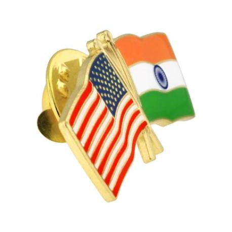     USA and India Flag Pin