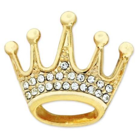     Gold Plated Rhinestone Crown Pin