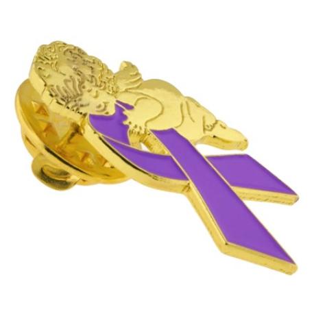     Purple Ribbon Angel Pin