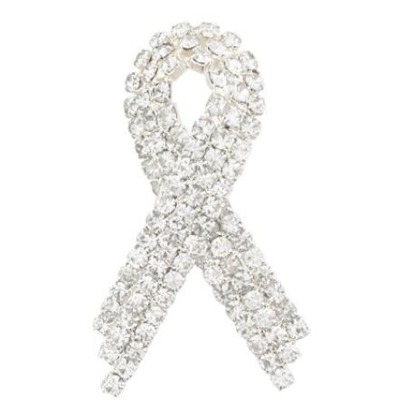     Clear Rhinestone Ribbon Pin