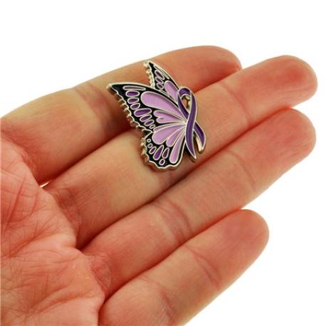     Purple Ribbon Butterfly Pin