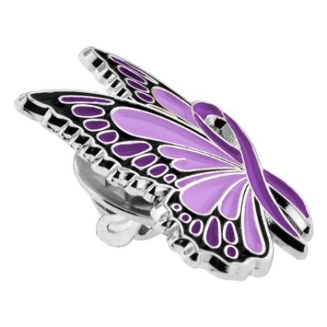     Purple Ribbon Butterfly Pin